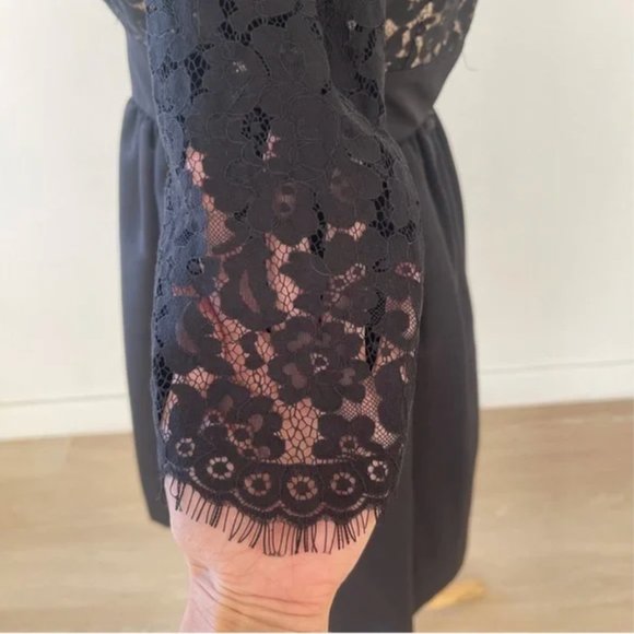 Eliza J Faille Scalloped Fit & Flare Lace Cocktail Black Dress | 2 - Picture 7 of 14
